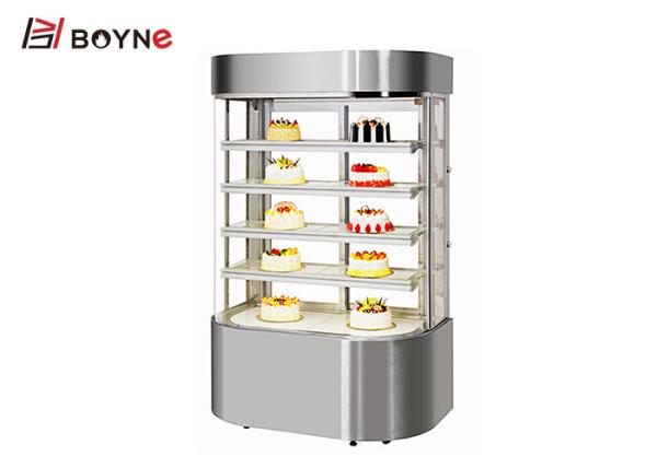 Industrial Vertical Cake Display Fridge Stainless Steel 5 Layer Sliding Door