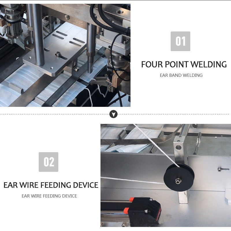 Flat Face Mask Earloop Welding Machine , 3KW Elastic Earbud Welding Machine