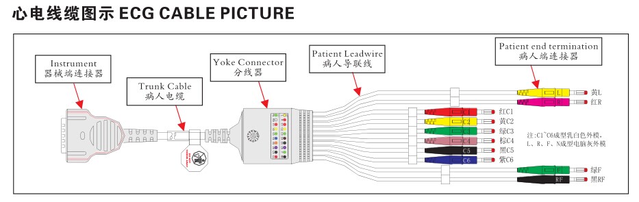 Banana 4.0 M3703C PLPS One Peice Series EKG Cable IEC Standard