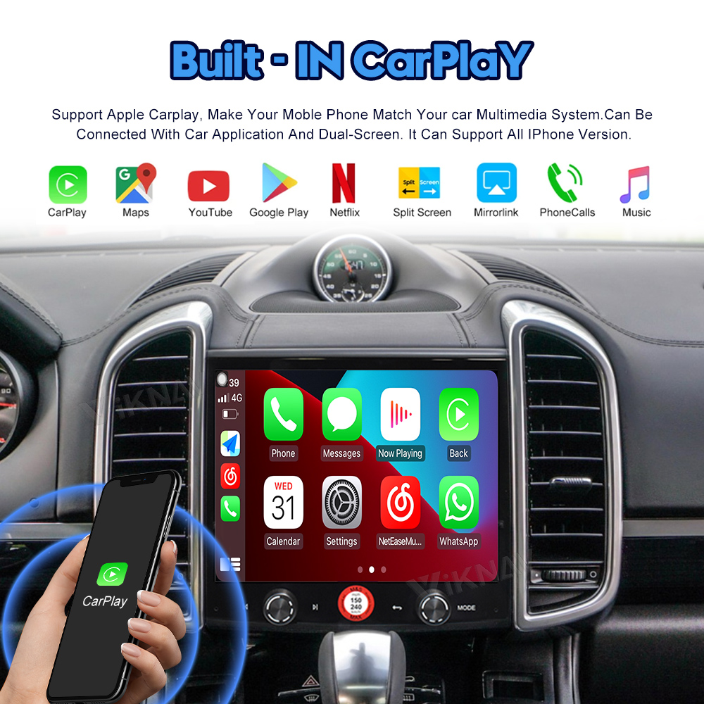 Viknav Car Radio For Porsche Cayenne (2010-2017) 8.4 inch Android Auto Stereo Multimedia Player GPS Navigation Wireless