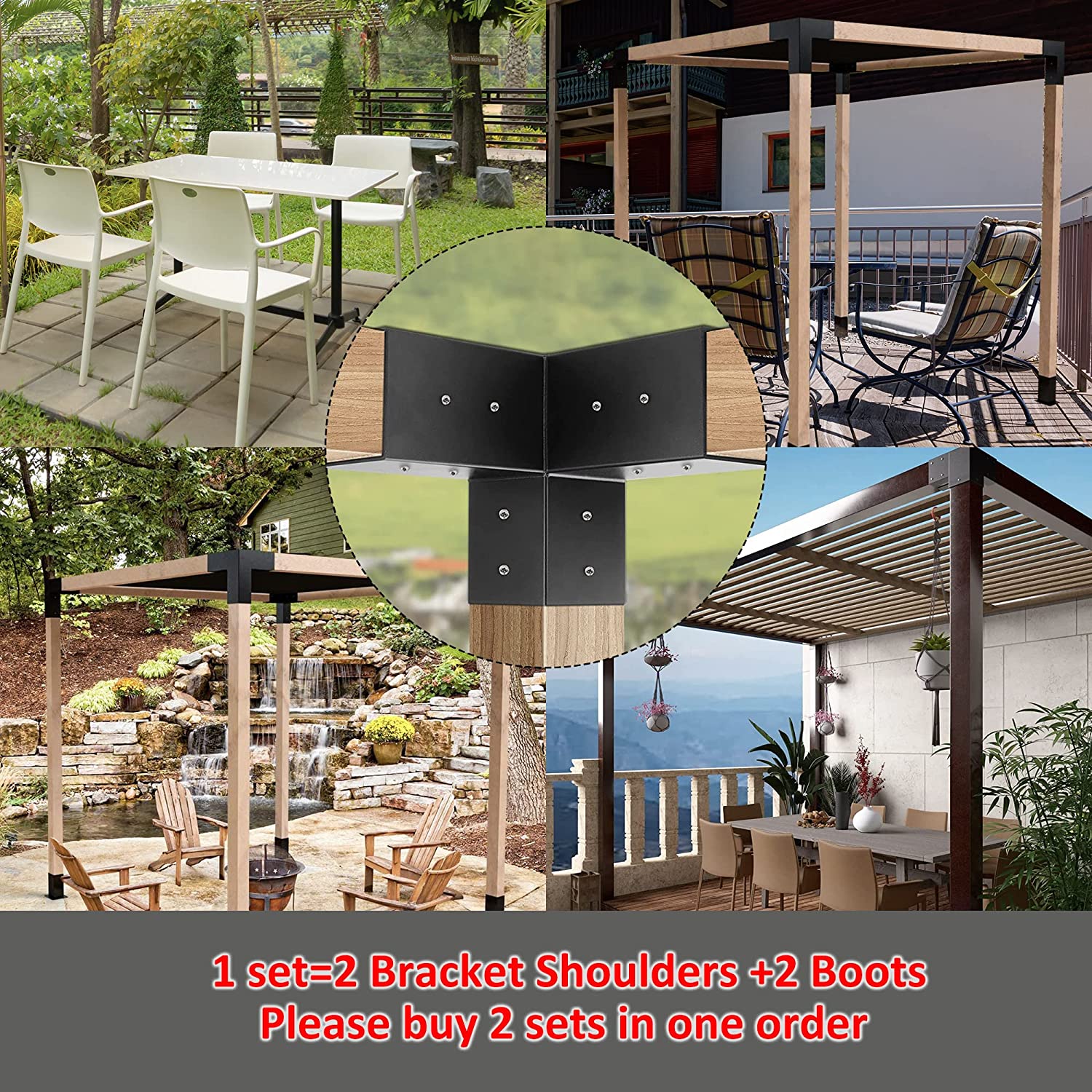 Customized Thickness Iron 3-Way Extension Bracket for Easily Assembled Pergola Corner
