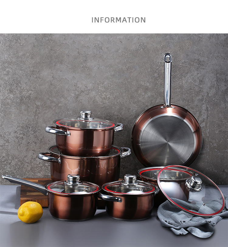 Factory Wholesale Kitchen Pot Sets Cooking Pots And Pans Stainless Steel Sets Cookware Sets With Glass Lid