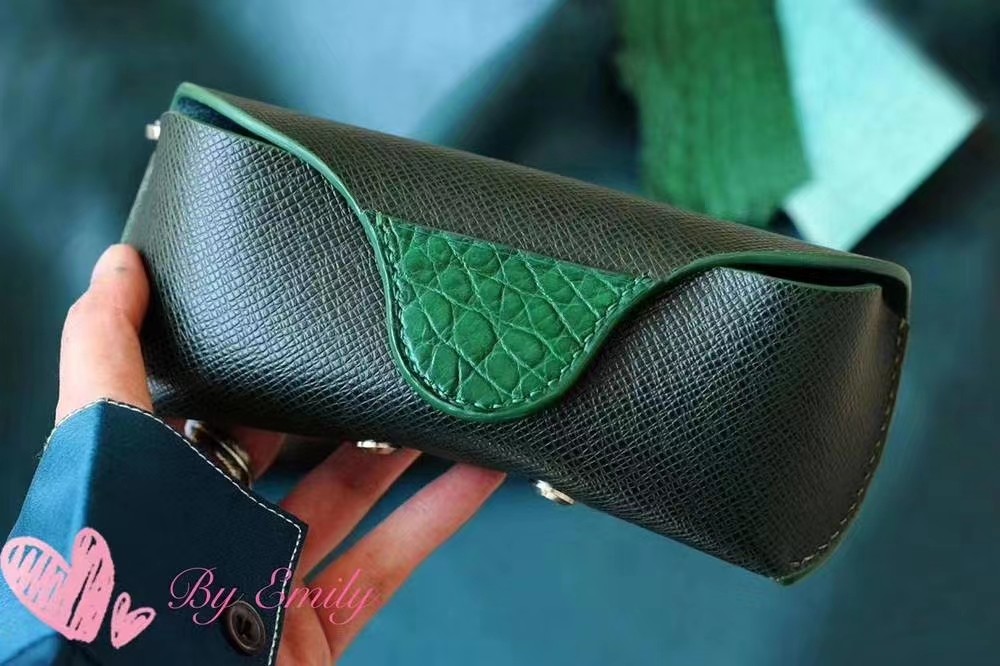 Retro oilskin PU Leather Holder Box Eyewear Packaging Custom Logo Sunglass Case