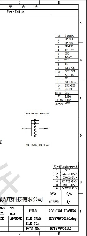 RGH - DISPLAY 2.7 Inch Square TFT LCD touch Display customized with ST7365P3-G5 Driving IC