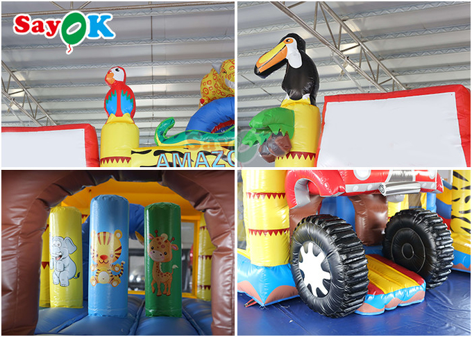 Kids Playground Zoo Forest Animal Inflatable Jumping Slide Bounce Castle Bouncy House
