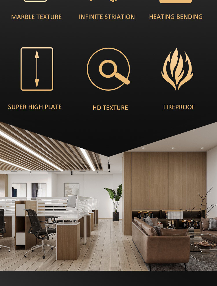 PVC Wall Panel Hot Sale 1220*2440*5/8mm Flame Retardant Bamboo Charcoal Wood Eco-Friendly PVC Marble Wall Panel Indoor Decorative Panel Ceiling For