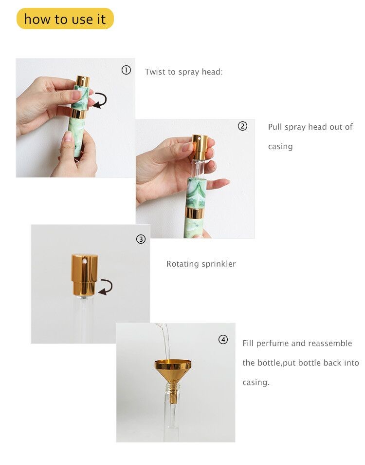 Travel Marble Color 10ml Mini Perfume Atomiser Spray Bottle With Glass Bottle