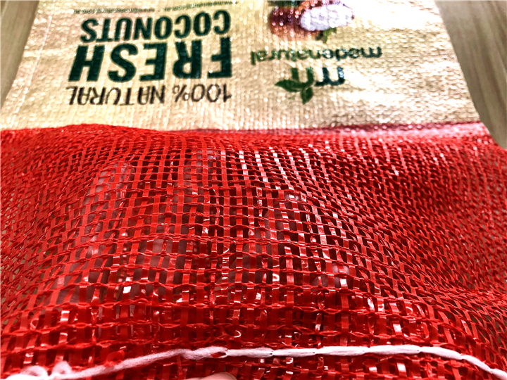 Drawstring HDPE Red Polypropylene Pp Leno Mesh Packing Bag with Label