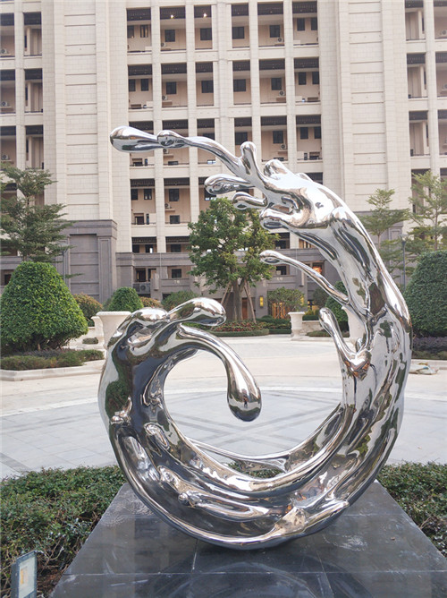 Mirror Outdoor Pool Sculptures Stainless Steel Abstract For Corten