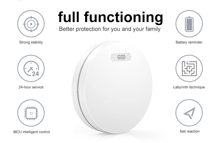 Ultra-Thin Pure White Hotels Smoke Detectors Standalone Smoke Alarm For Fire Protection
