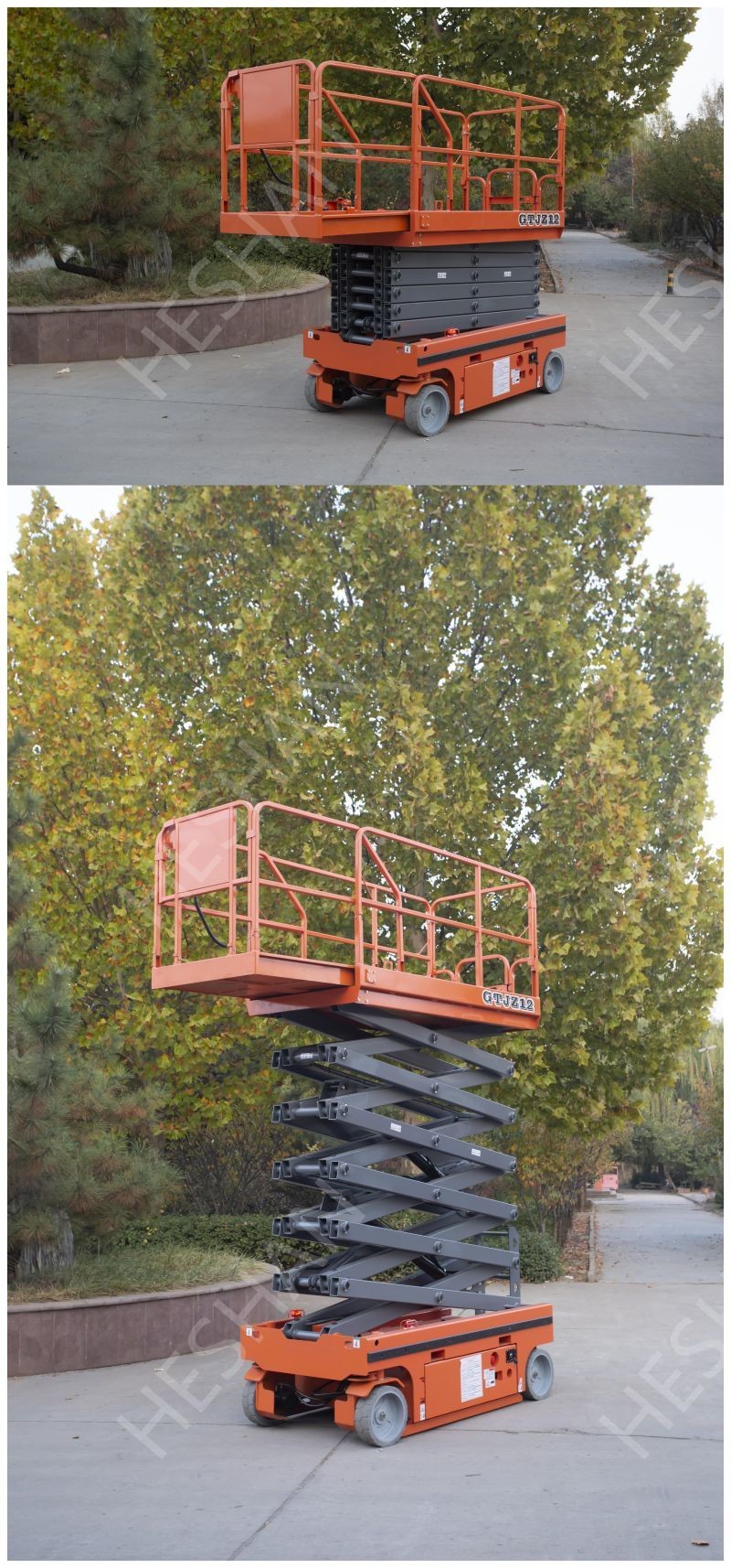 Automotive Mobile Scissor Lift Aerial Work Platform 300kg Electric Self Propelled