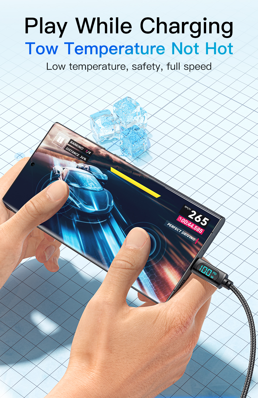 Essager 2022 LED Digital Display Customised 1M 2M Cable OEM/ODM 27W 100W Fast Charging USB Cable For Mobile Phone