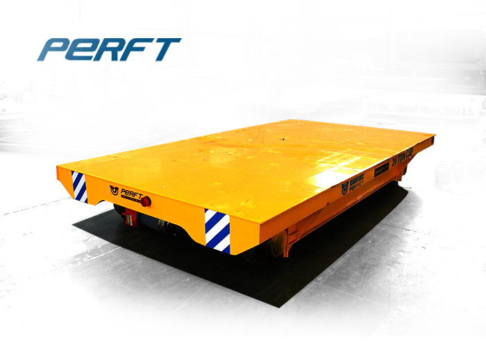 Low-bed motorized on rail flat transfer cart with 6 T load capacity for industrial light material transportation