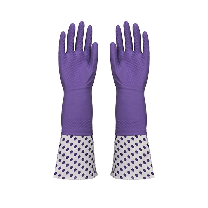 Extra Long Sleeve Rubber Gloves With Beautiful Patterns For Houseohld Cleaning