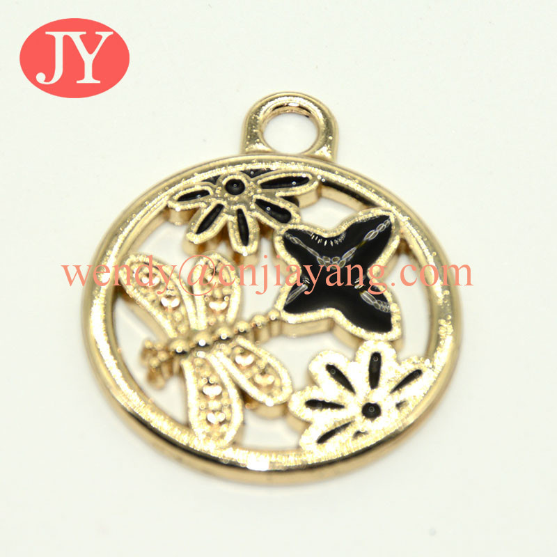 customized black enamle cat hanging plating epoxy gold metal tag