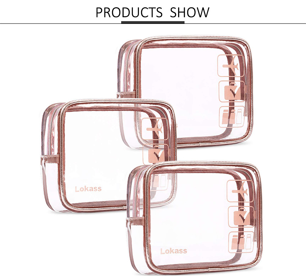 Roomy Zippered See Through PVC Makeup Bag For Girls