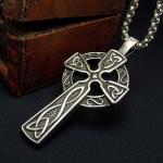 925 Silver Plated Titanium Stainless Steel Cross Pendant Vintage Old Necklace