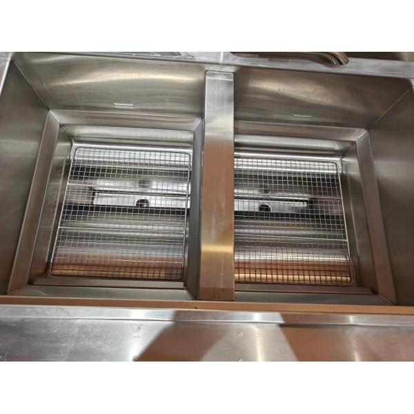 220V Digital Computer Panel Two Pots Four Baskets Open Deep Fryer With Filtration