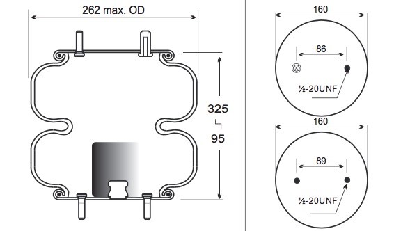 2B9-352 Goodyear Suspension Air Springs 578923206 Double Convoluted Air Bellows Actuator