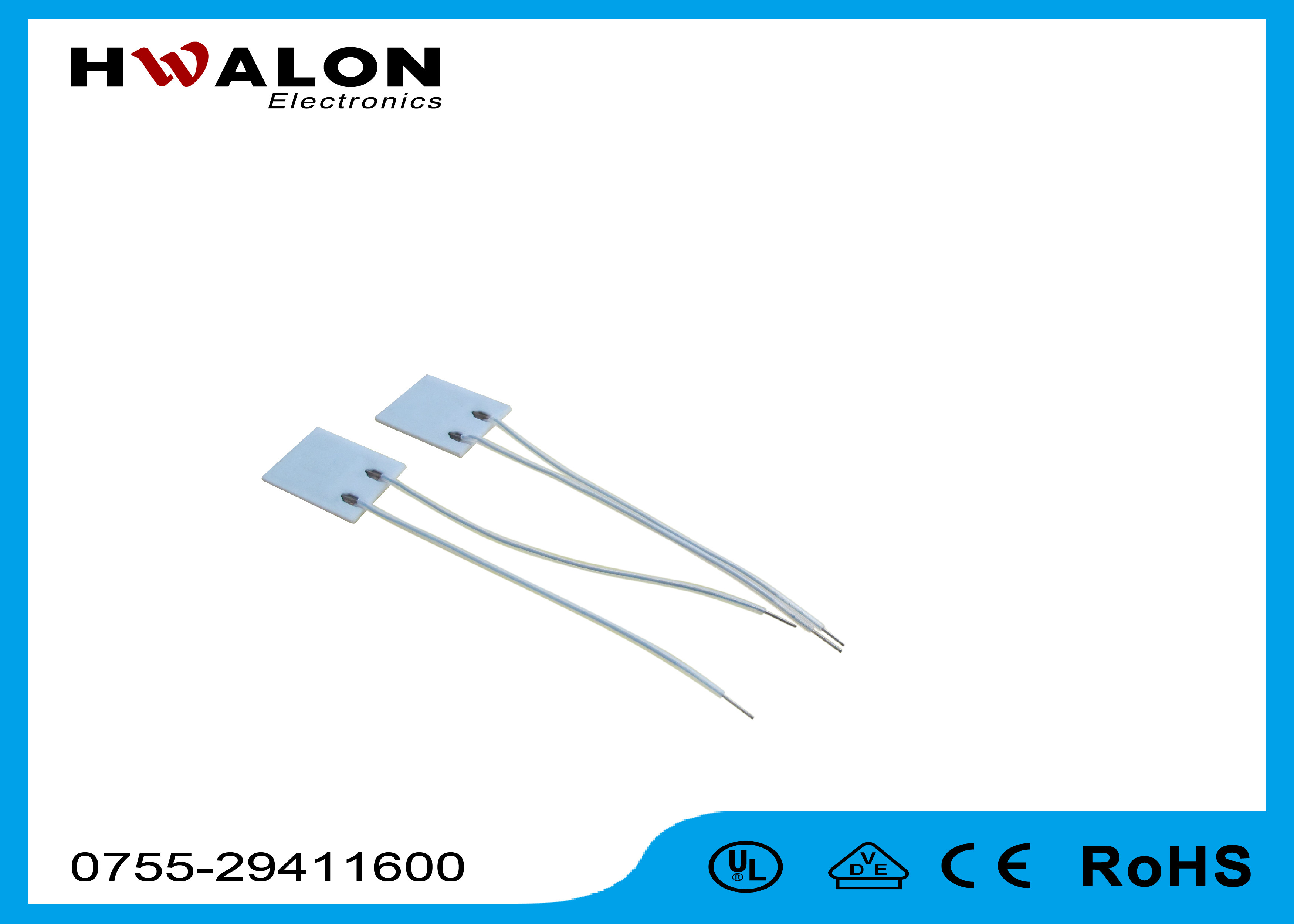 12V 1.3mm Thickness Thermostatic Insulation PTC Resistor Alumina Ceramic Heaters
