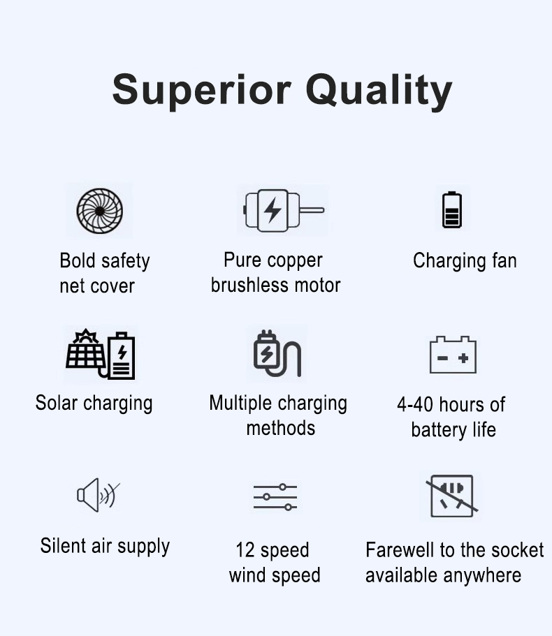 Adjustable Brushless Solar Floor Fan with Multi-function Button and 15W Working Power