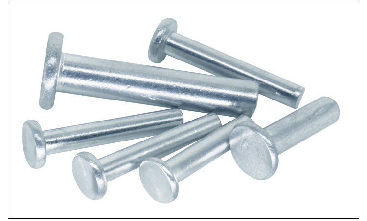 White Zinc Plated Thin Flat Head Solid Rivet , Alloy Steel Flat Truss Head Rivet