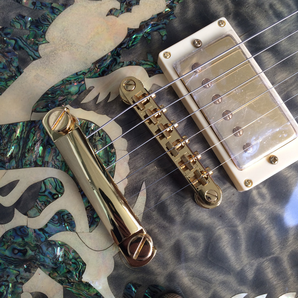New high-quality custom LP electric guitar, Abalone Dinosaur inlaid fingerboard & body custom LP Electric guitar