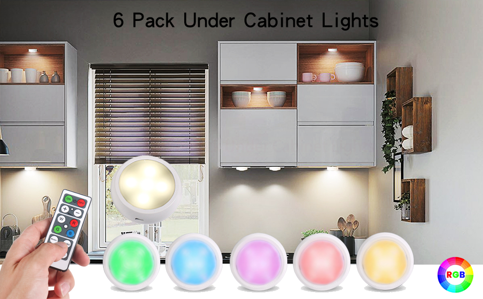 RoHS 4000k Dia65mm*25mm Remote Control Under Cabinet Light