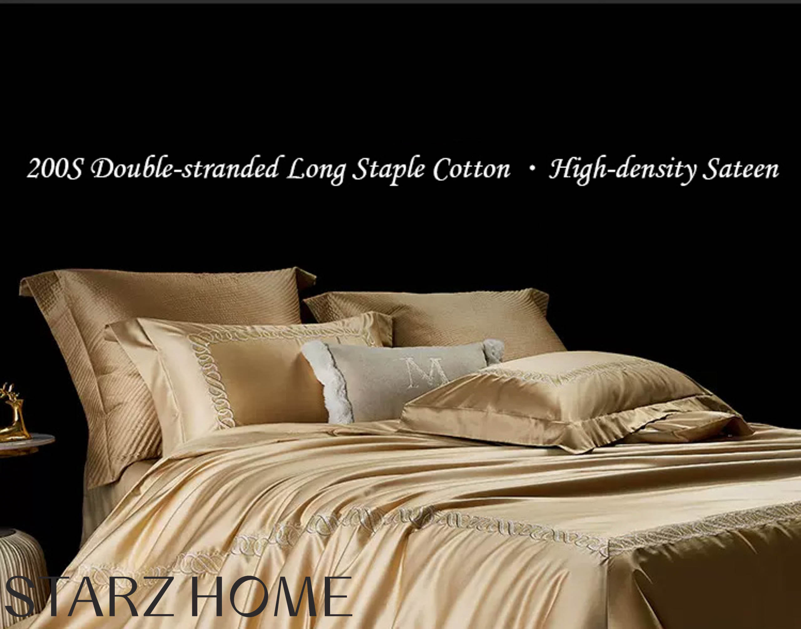 100% Cotton Sateen Bedding Sets European Style 200S Double Stranded Long Staple