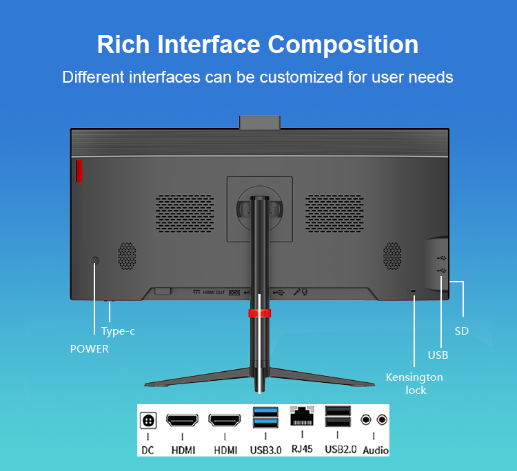 DDR3 4GB RAM 128GB SSD 30inch Core I3 I5 I7 Aio Office Monoblock Computer All In One Pc