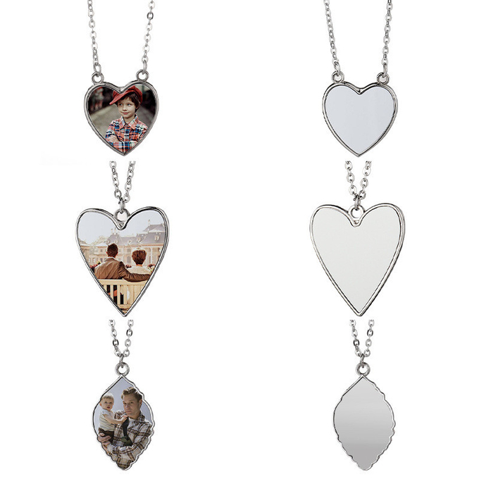 Heart Shape Sublimation Necklace For Lovers Personalized Sublimation DIY Gift