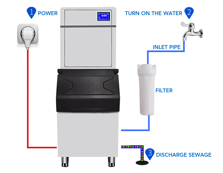 Commercial Ice Maker Machine 300kg Per Day Stainless Steel Ice Cube Maker Industrial Ice Cube Making Machine