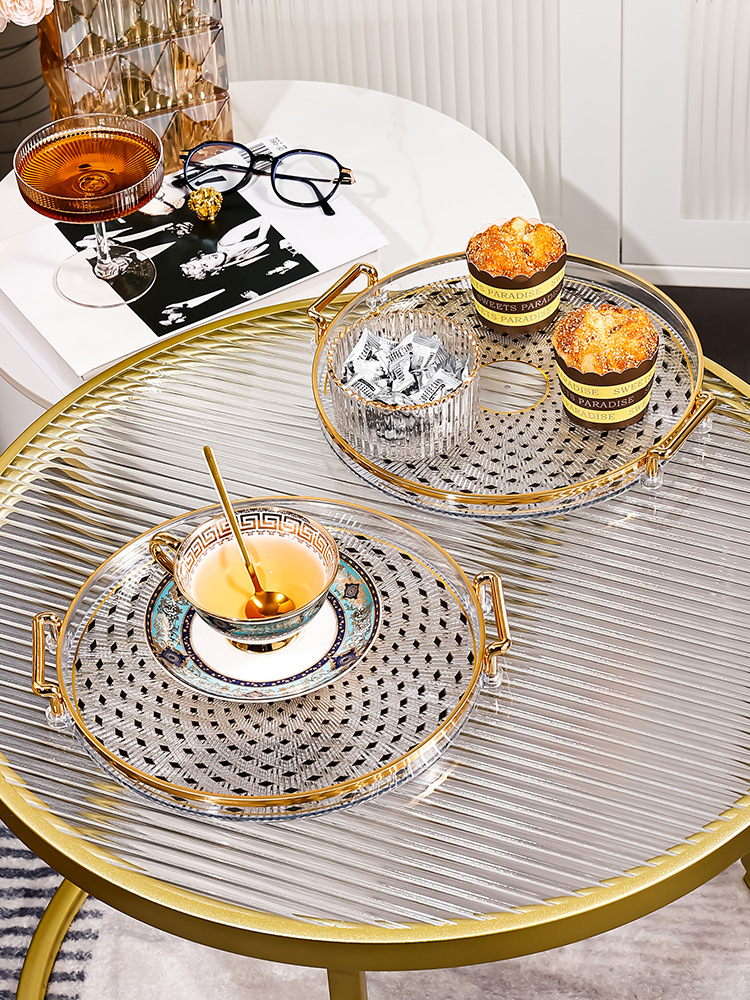 Ceramic Round Tray for Securely Holding Cups Dishes Plates Durable Non-Slip Grip