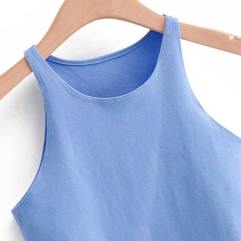 The New Summer 2022 Round Neck Sleeveless Vest In Solid Color
