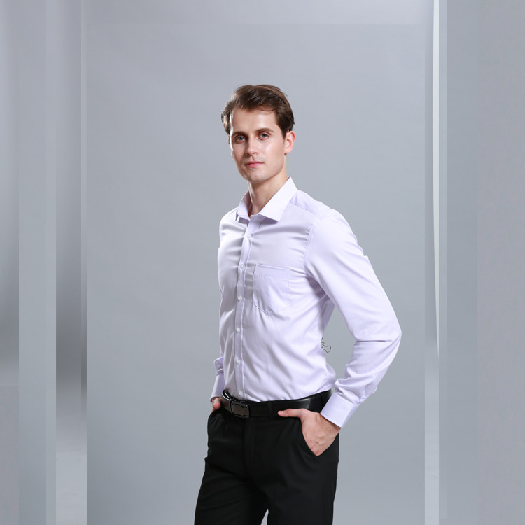 Spring Men Office Work Uniforms Breathable Long Sleeve With Straight Square Collar