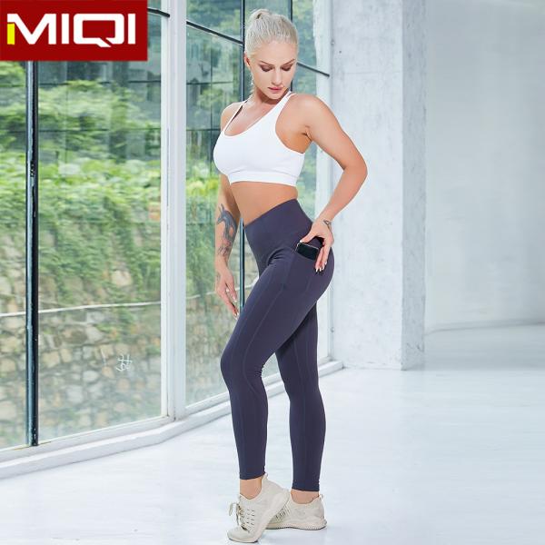 Wholesale 2 Pieces Sport Clothing Set With Pocket Solid Fitness Leggings Women