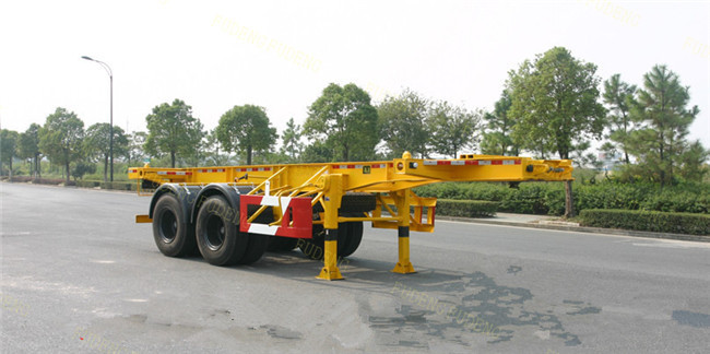 Three Axles 40 Foot Skeletal Semi Trailer Mechanical Leaf Spring Suspension
