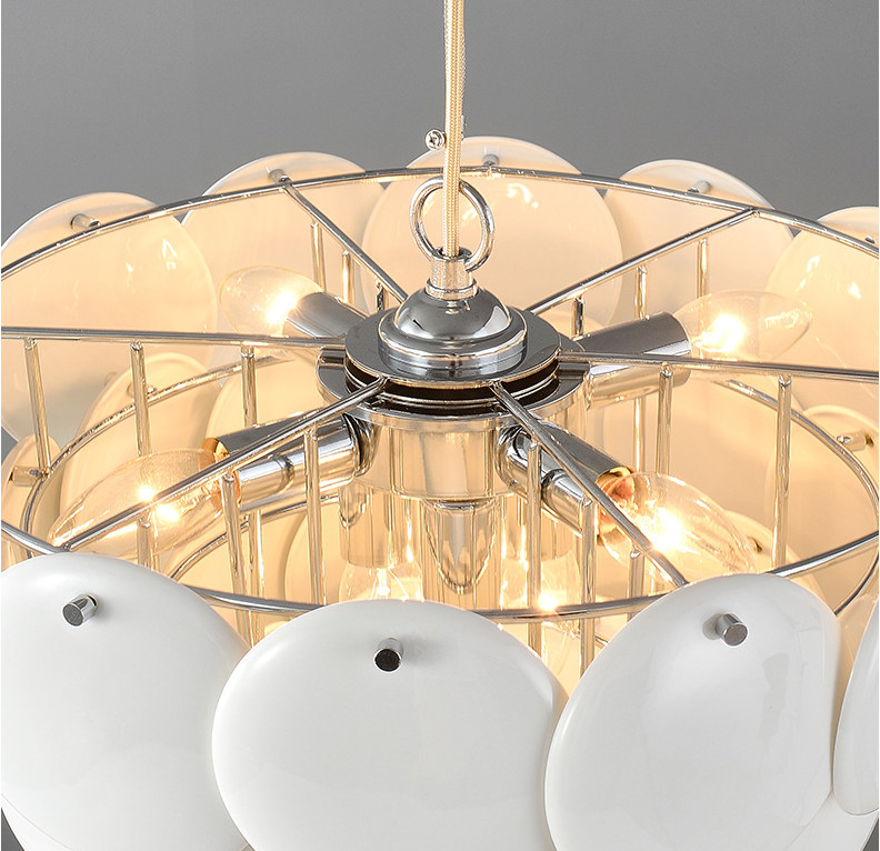 White Ceramic Iron Modern Crystal Chandelier E14 Lamp 8 To 20m2