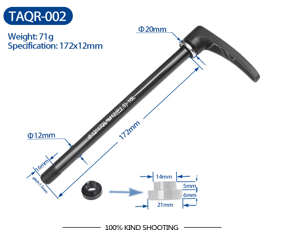 Alloy Thru Axle Road Bicycles Parts With Quick Release Lever Black Color