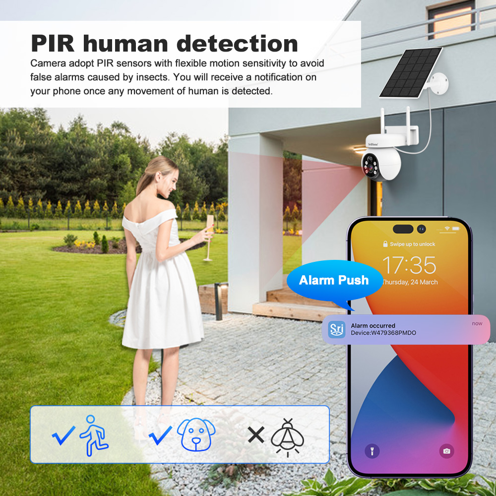 3W Solar Panel 4MP Solar CCTV PTZ Camera Outdoor Wireless Security Battery Power 4000mA Support 4G LTE mobile netw
