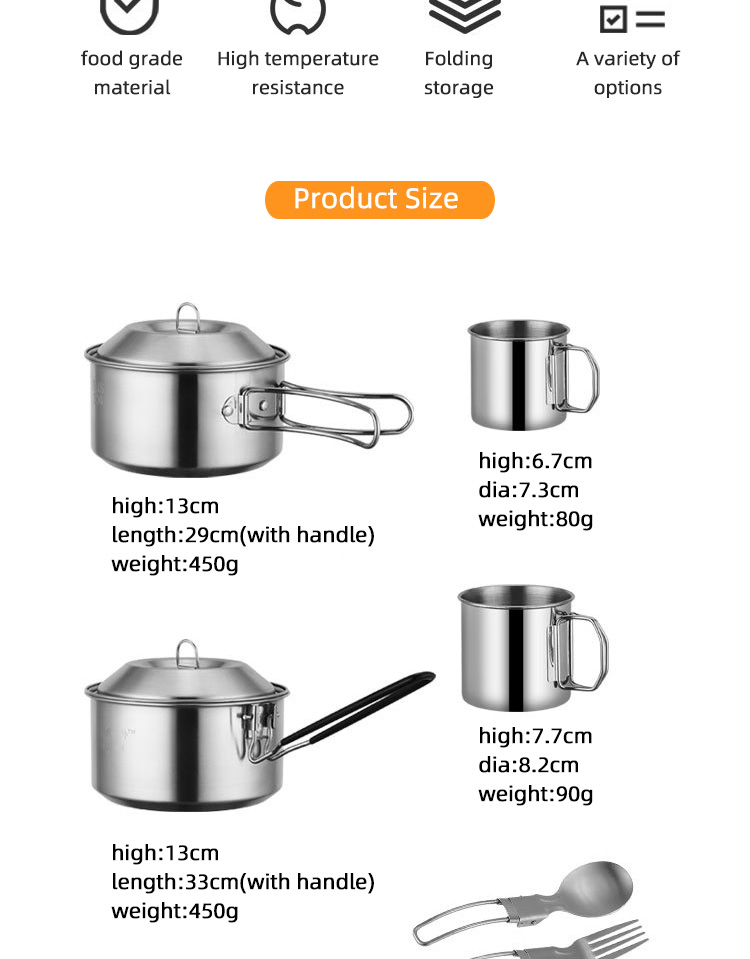 304 Stainless Steel Outdoor Multifunctional Multi Person Camping Picnic Set