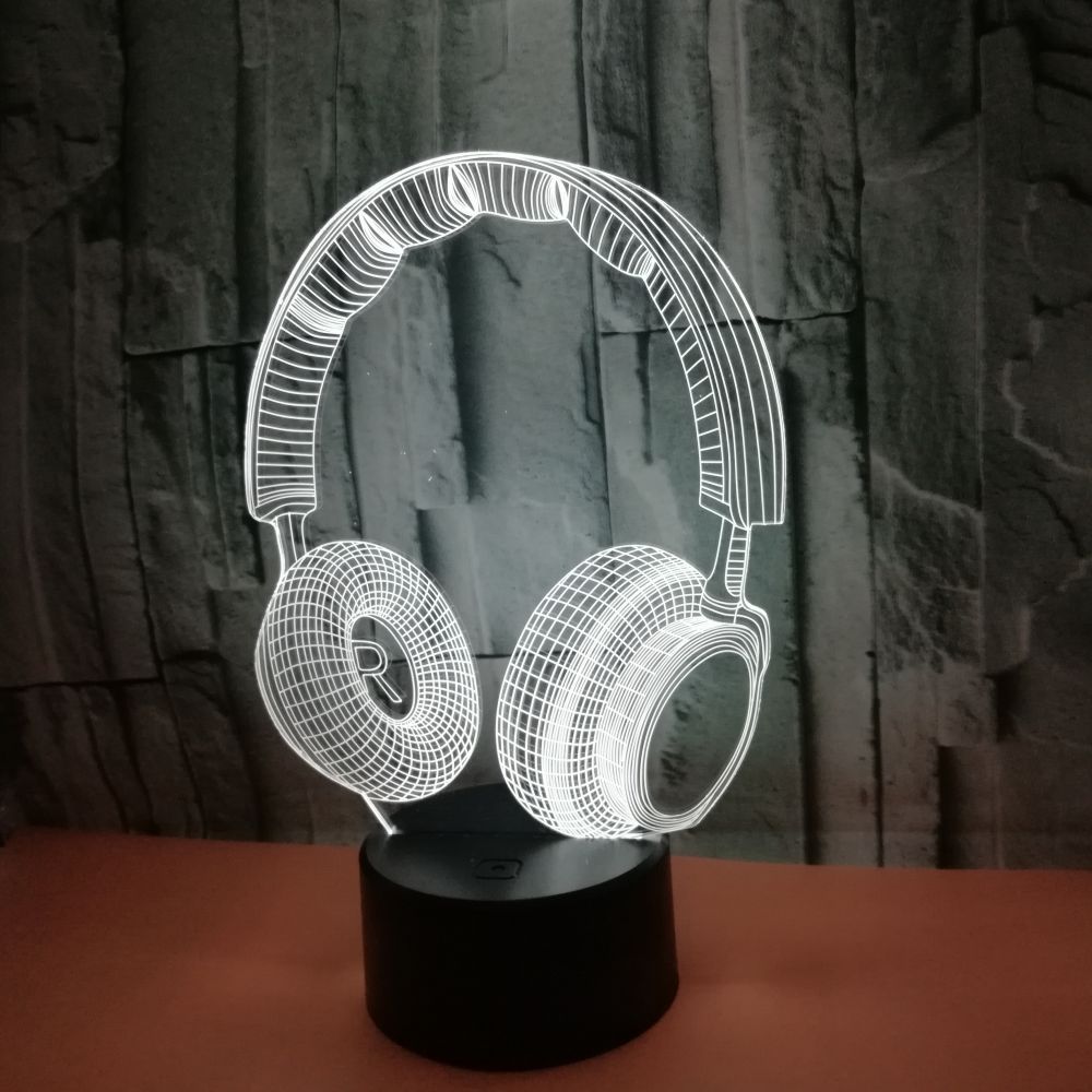 New Headphones Model 3D LED night Lights custom OEM music sign logo picture Advertising display Ambient Table Lamps