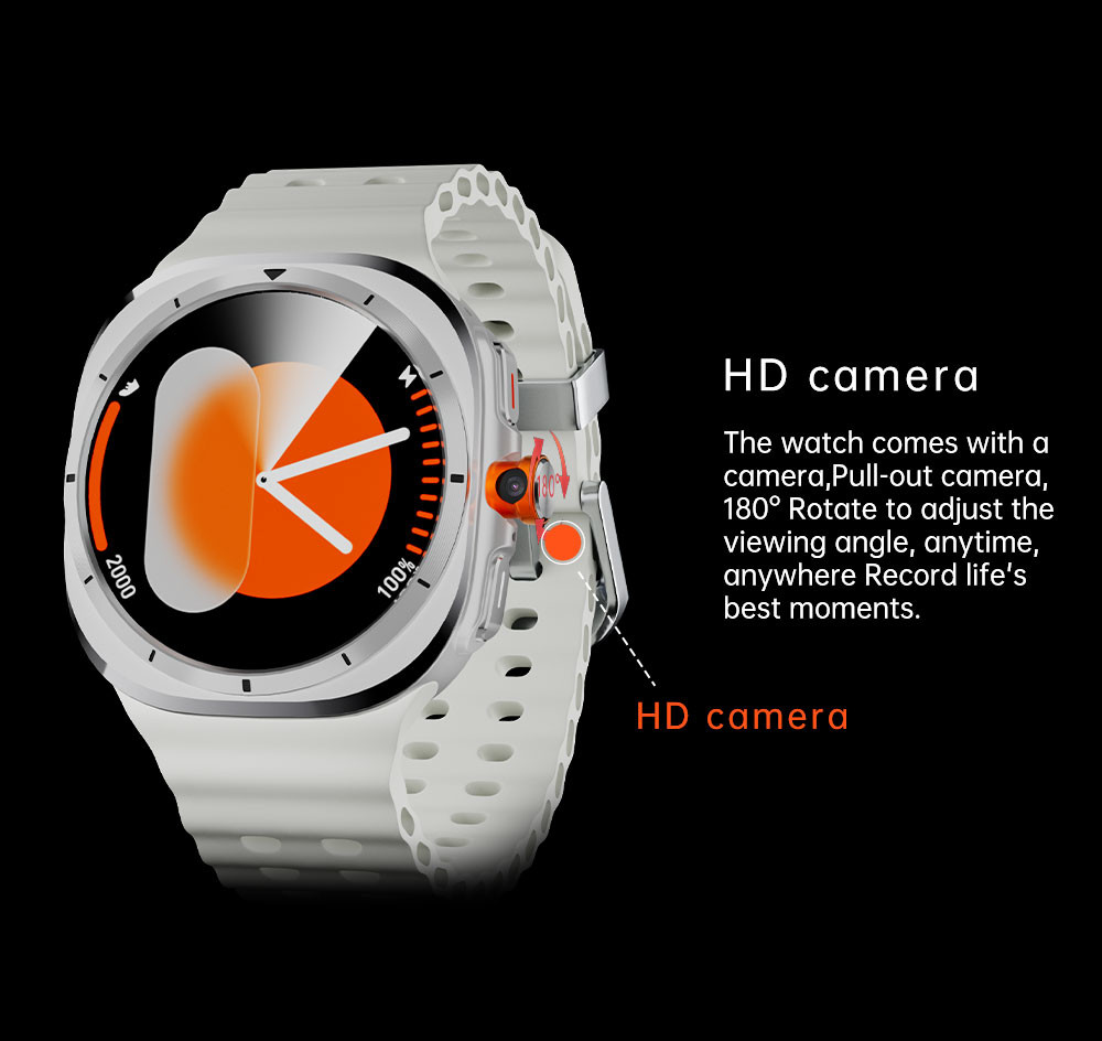 U8 Ultra AMOLED Android 9.0 Smart Watch Men 4G 5G SIM Card WiFi GPS Compass 32GB Smartwatch Rotating Camera Sports Watch 7 Ultra