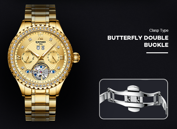 Crystal Diamond Stainless Steel Wristwatch Luxury Mechanical Watches
