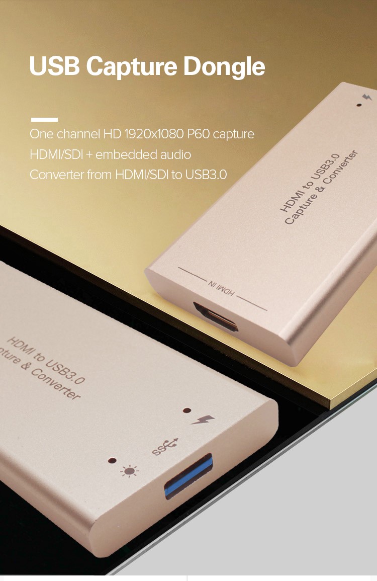 Driverless USB Capture Card For Webcasting 1920x1080P60 Video Streaming
