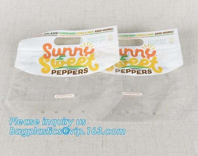 Fresh Vegetables Packaging Plastic Bag, Fresh Fruit & Vegetable Packaging Plastic Fruit Bag with Handle, breathable opp