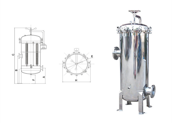 SUS304L / SUS316L Single Cartridge Filter Housing For Industrial Wastewater Treatment