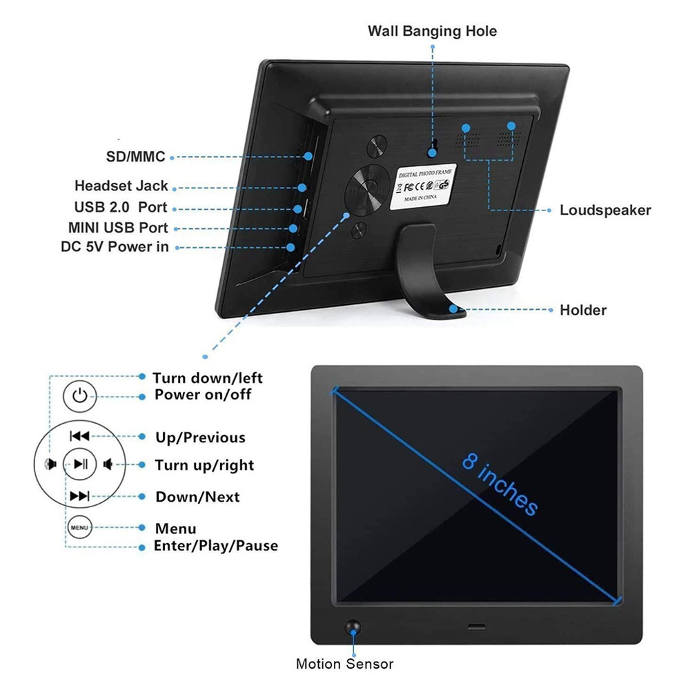7" 8" 9" 10.1" Inch LCD Screen Digital Photo Frame Wifi For Convenient Photo Viewing
