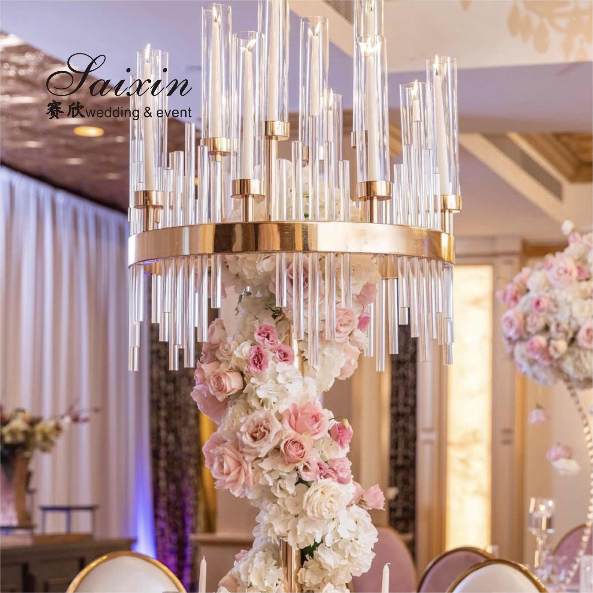 ZT-593 Luxury unique tall crystal candelabra wedding centerpieces