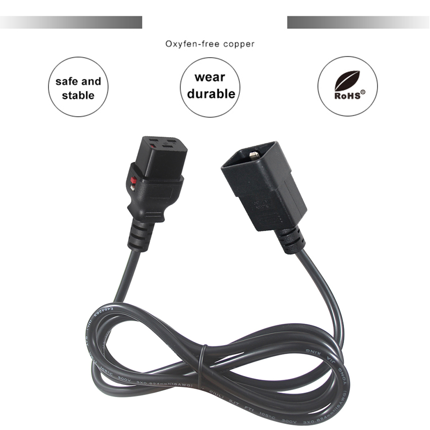 PVC Jacket 3Pin Plug C19 C20 Electric Power Cord Power Supply Extension Cable